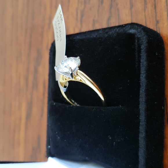 $3500 2Ct 14k Yellow & White Gold Round Moissanite Diamond - Picture 9 of 15
